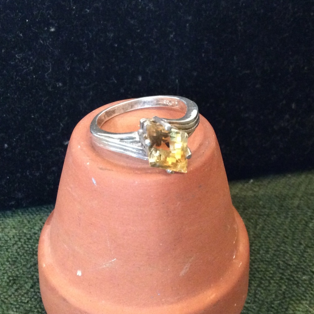 Yellow citrine silver ring